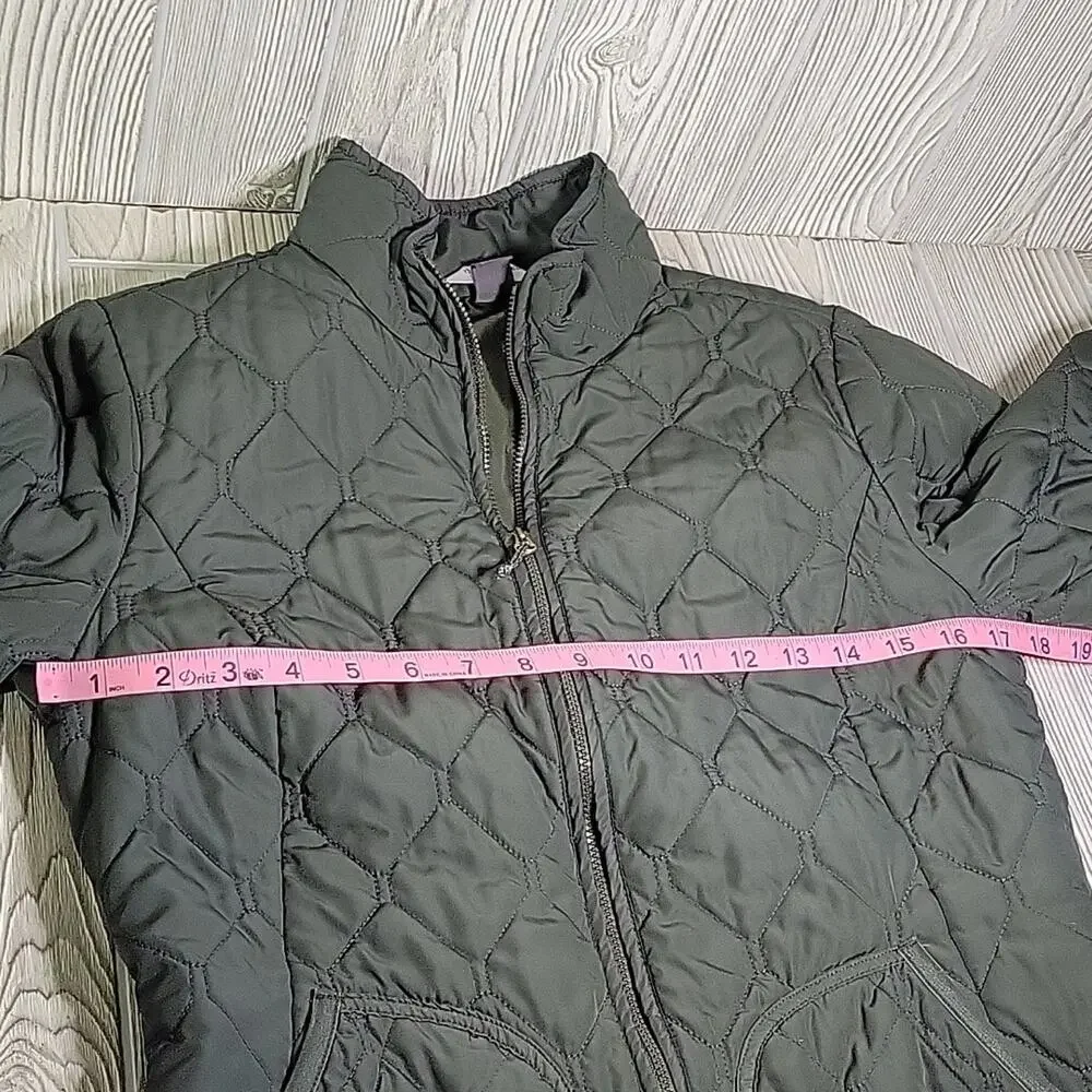 Eddie Bauer Green Quilted Full Zip Jacket Womens Size Small